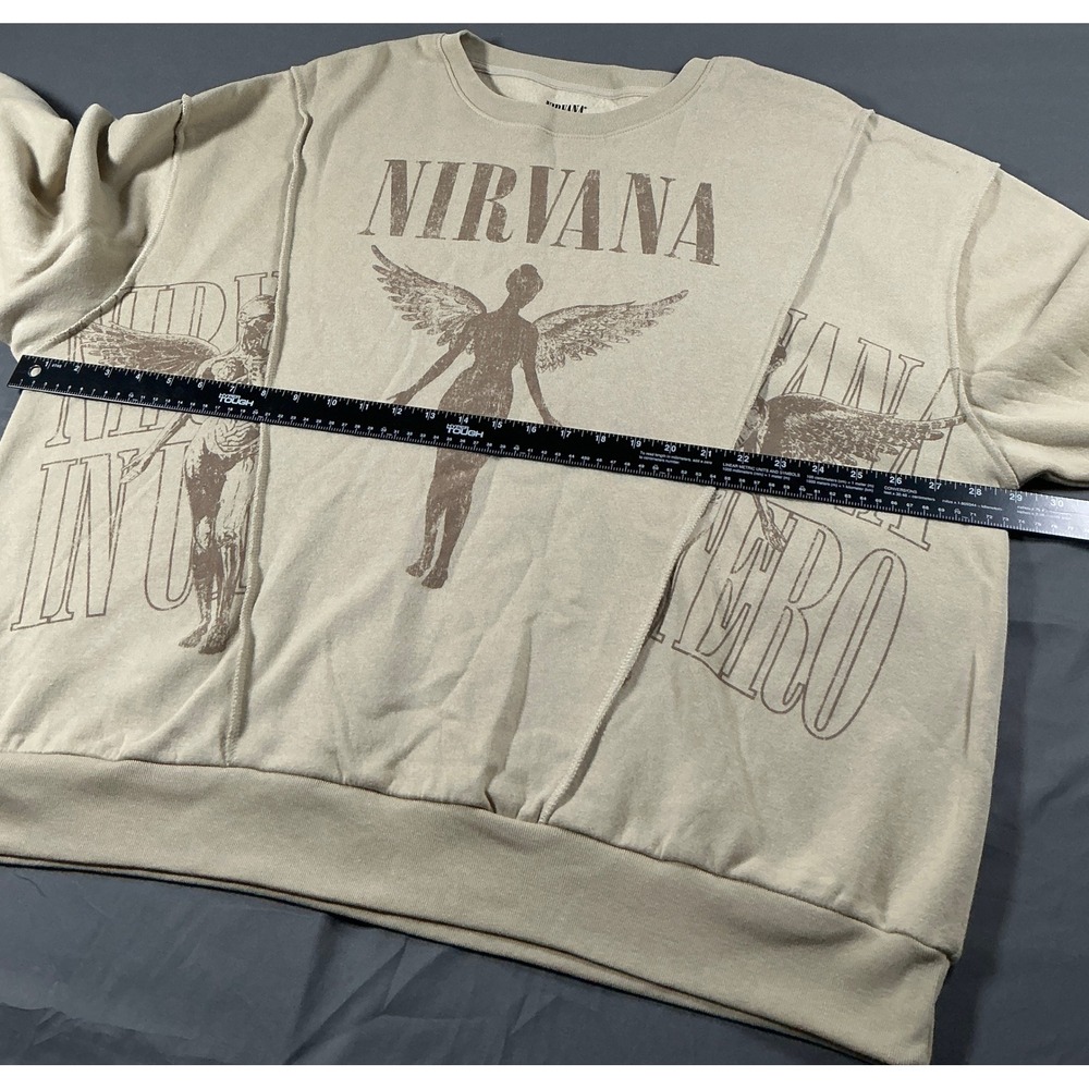 Nirvana In Utero Graphic Sweatshirt Mens 2XL Taupe Beige Crewneck New Grunge 90s - Picture 5 of 8